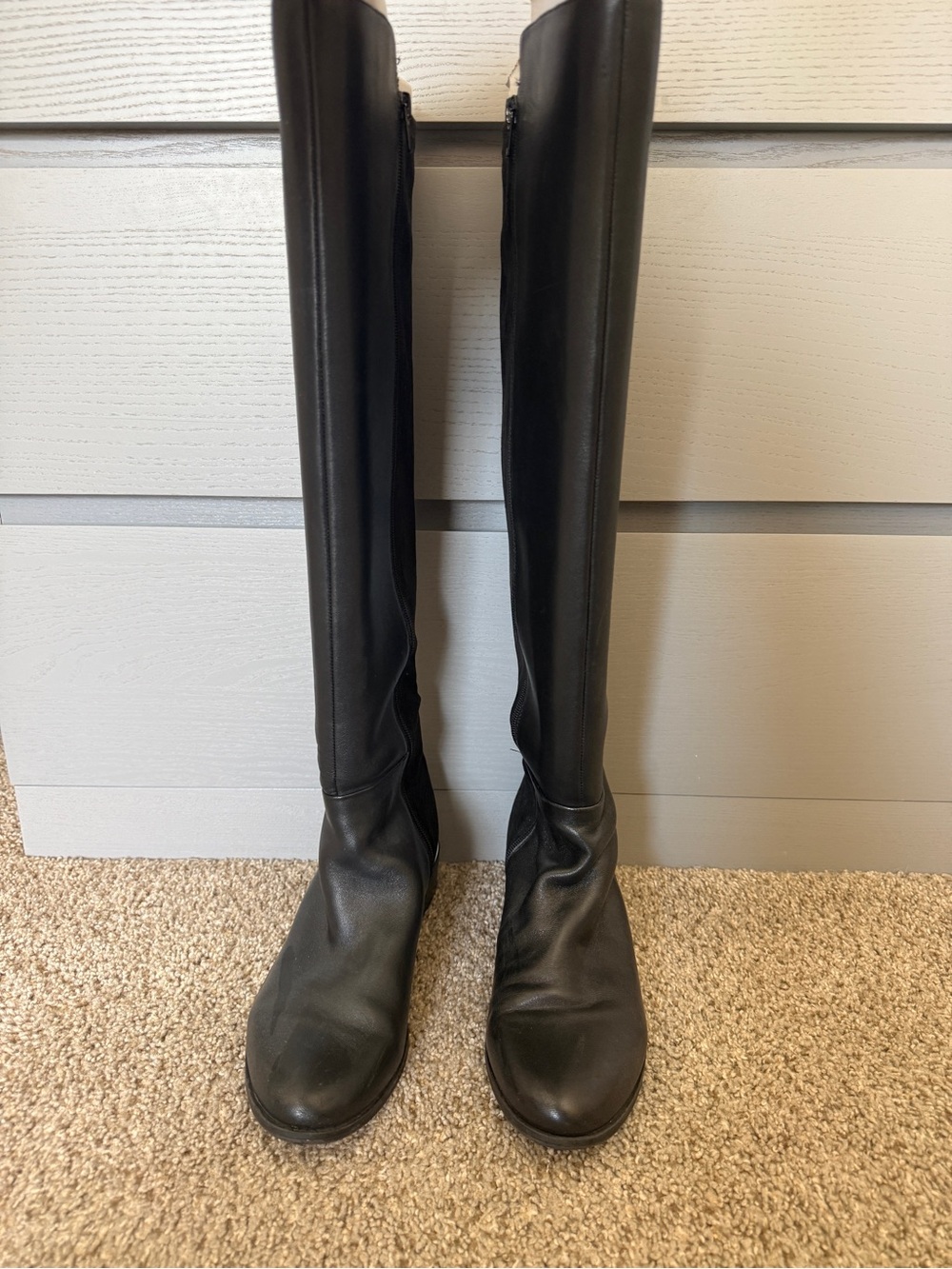Alfani | Classic Black Thigh High Black Leather and Velvet Boots